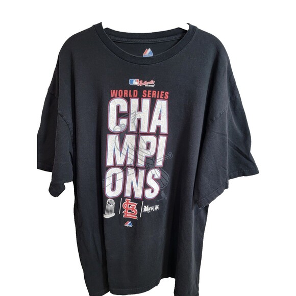 Majestic St Louis Cardinals Black T Shirt Men’s 2XL 2011 WS Champions - Picture 1 of 3